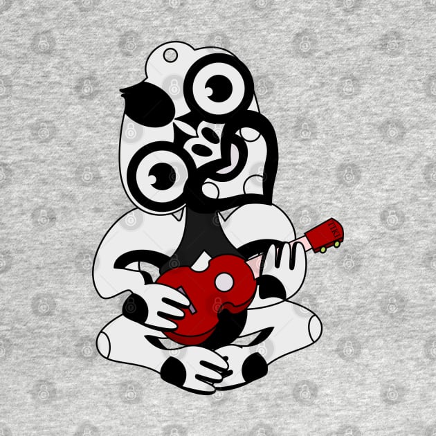 Black and Grey Hei Tiki playing a Ukulele by mailboxdisco